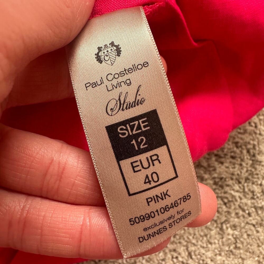 100% Linen Sz 8 Hot Pink Wide Leg Jumpsuit with Pockets Belted Natural Fibers - Picture 10 of 15